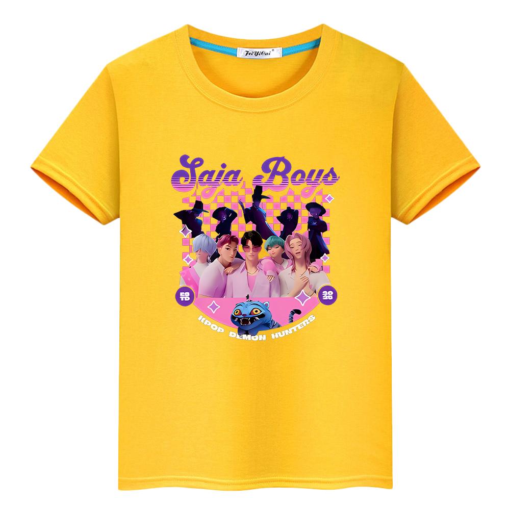 Saja Boys Kpop Demon Hunters Print 100%Cotton Cute Tops Y2k  T Shirt for Kids Boy 10year Anime Short  Kawaii Tees Girls Clothes