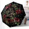 1pc Floral Star Decor Automatic Opening/closing Umbrella, Reinforced 8-Rib Construction, Compact Travel Umbrella Yy250808213