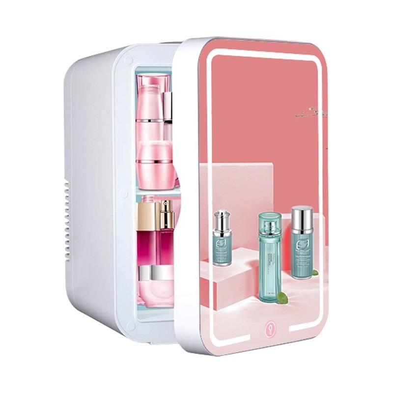 8L Large Capacity Mirror Cosmetic Refrigerator Car Household Mini Refrigerator Beauty Mask Skin Care Cosmetics Mini Fridge