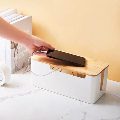 Trälåda för kabelhantering på kontoret, förvaringslåda för strömkablar, organiserare, ladduttag, förvaringsfack för nätverkskablar, skrivbordsförvaring