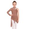 Children’s Dance Dress One Shoulder Long Sleeve Mesh Patchwork Spaghetti Straps Irregular Hem Asymmetrical Style for Lyrical Routine