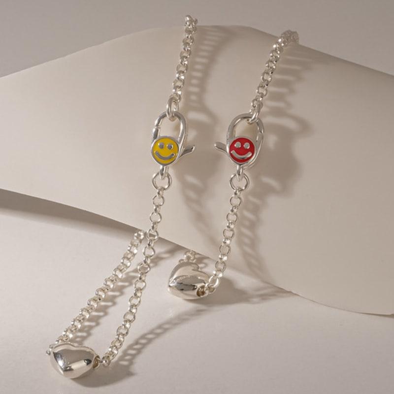 

JEWNEL Silver925 Enamel Smile Lock Chain Bracelet (2 colors) Yellow