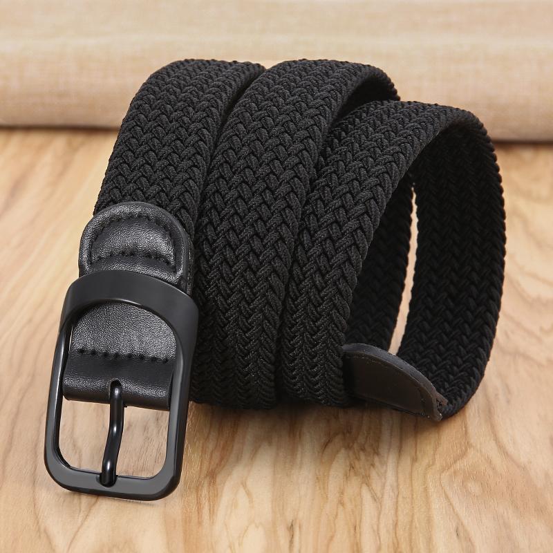 New Non-hole MEN'S AND WOMEN'S Woven Belt Elastic Stretch Canvas Belt Female Versatile Student Pants Belt