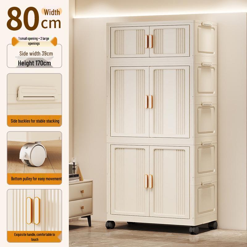 Children's Wardrobe & Storage Cabinet for Clothes, Snacks & Toys - No-Install Foldable Plastic Box