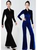Women's Elegant Gold Velvet Slimming Practice Set for Autumn/Winter