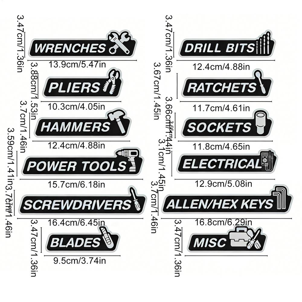 

Tool Box Labels Magnet 12-Piece Resin Drawer Tags Magnetic Labels for Tool Box Drawers for Organization Identifying