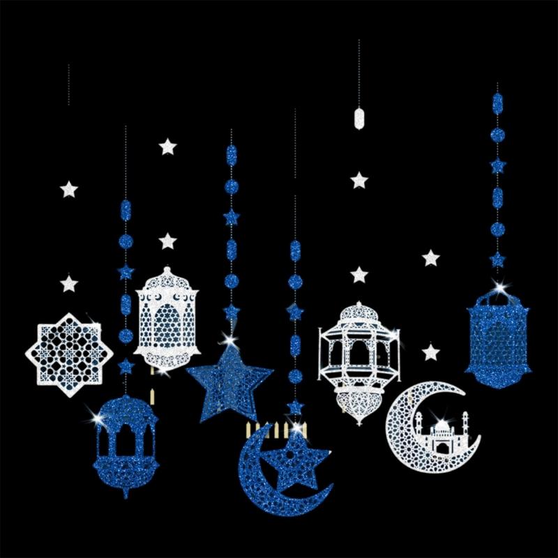 8Pieces Eid Holiday Hanging Decoration Ornaments Pendants for Home and Office Card Paper Hanging Pendant