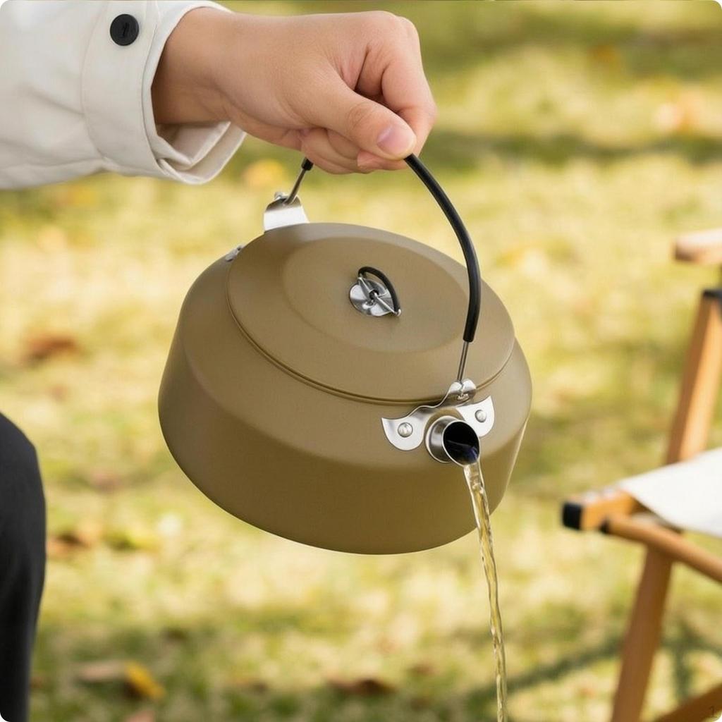 Camping Kettle Portable with Folding Handle Lightweight Teapot for Campers,