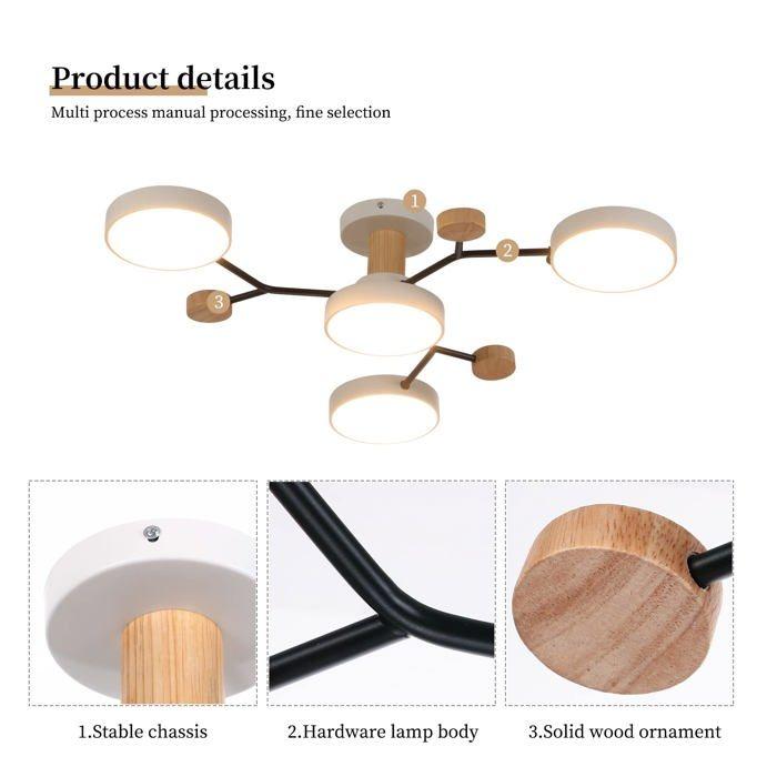 Plafonnier LED - SCHINDORA - Schindora - 36W - Blanc chaud 3000K - Design en chêne