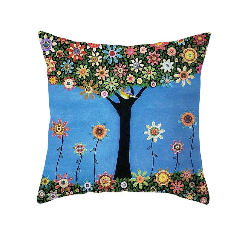 Kreative Kinderkunst-Druck Kissenbezüge, Ölgemälde Baum Cartoon-Stil Haushaltswaren, Sofakissen und Taillenkissenbezüge