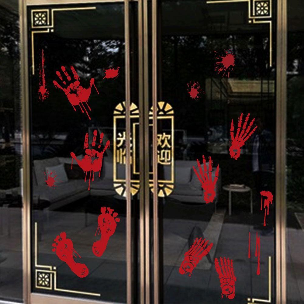 Funny Halloween Bloody Handprint Stickers Happy Halloween Decoration Halloween Decor Gifts