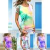 Womens Vibrant Tie-dye Printed Tops Casual Short Sleeve Blouse Perfect For Summer