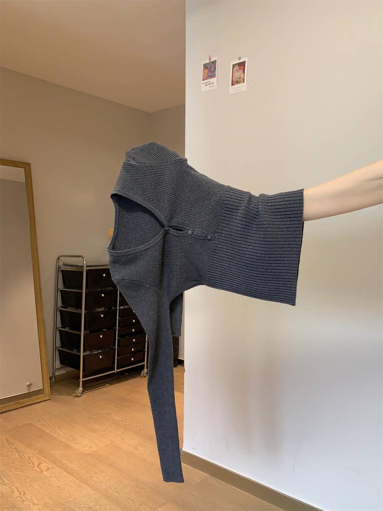 Chic Bottoming Shirt Women's Collar Spring Slim-fitting and Thin Inner Sweater High-end Button-up Knitted Sweater Top