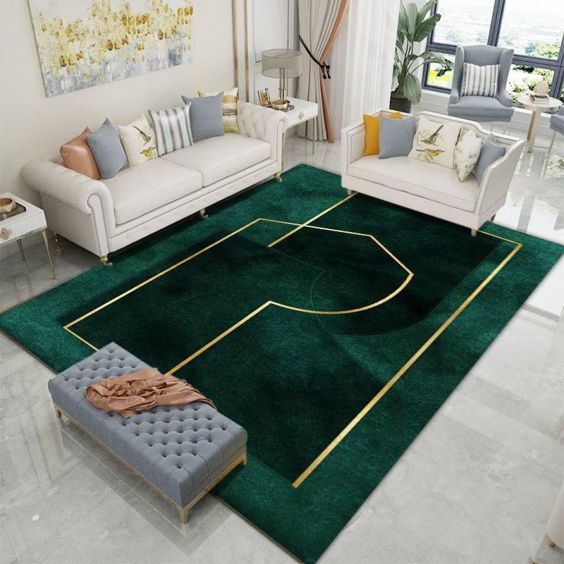 Moderní styl Geometrický koberec Dekor obývacího pokoje Zelené koberce Pohovka Čajový stolek Boční podložka pod nohy Ložnice Postelový kobereček Protiskluzový Omyvatelný