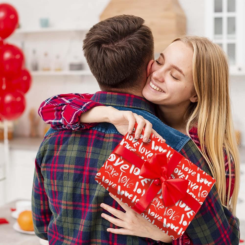 Valentine's Day Cotton Fabric Squares 20x20 Inch, 8PCS Valentine Fabric Heart Print Red Pink Patchwork Sewing for DIY Crafts Supplies, Gift Wrap for