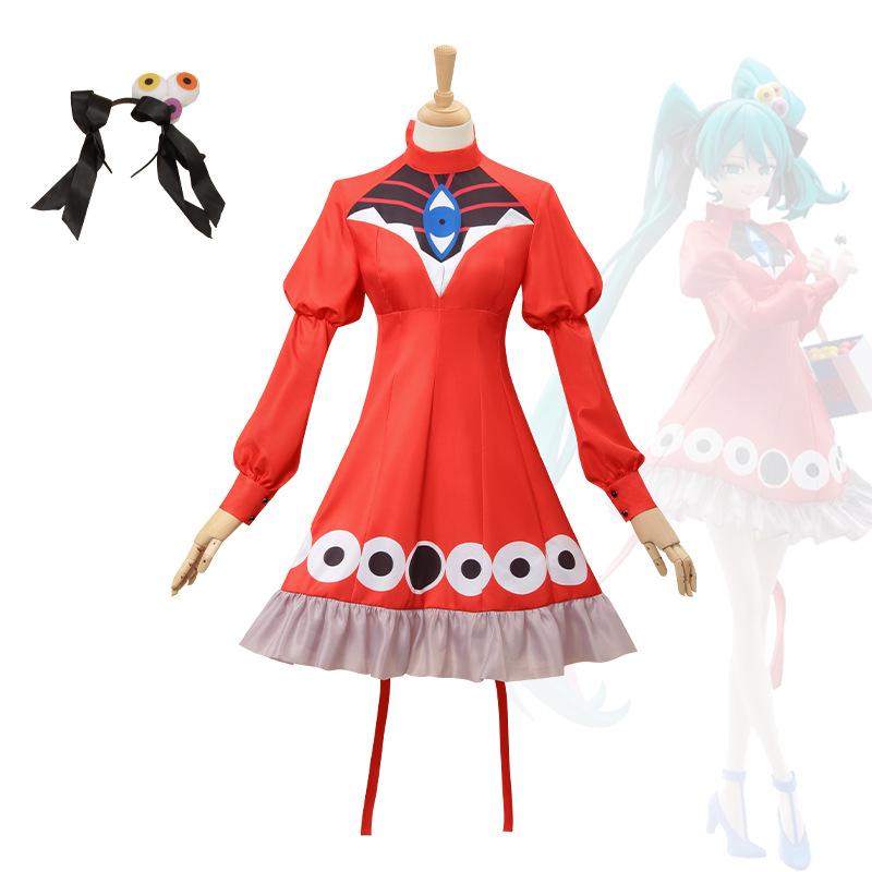 Hatsune Miku Scarlet Demon Eye Dress Cosplay Costume Anime Halloween Cosplay Outfit Hot Sale Women Clothing