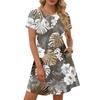 Dresses For Women Short Sleeve Print Round Neck Casual Dresses Waist Dress With Pockets