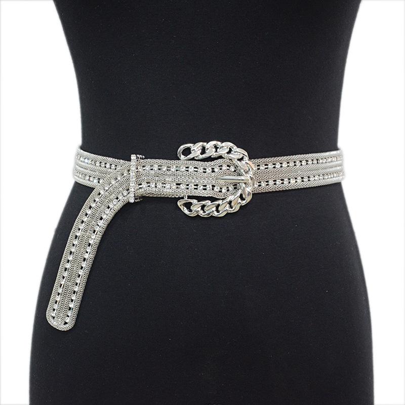 

Belt - unique, non-traditional decorative metal chain belt with rhinestone inlay 40-95cm
