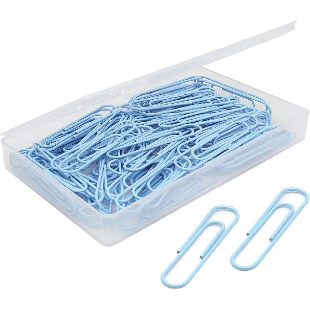 Paper Clip, Large Paper Clips, Jumbo, 50mm, 2 inches, Smooth, 100 Pcs/Box (Light Pink) светло-синий