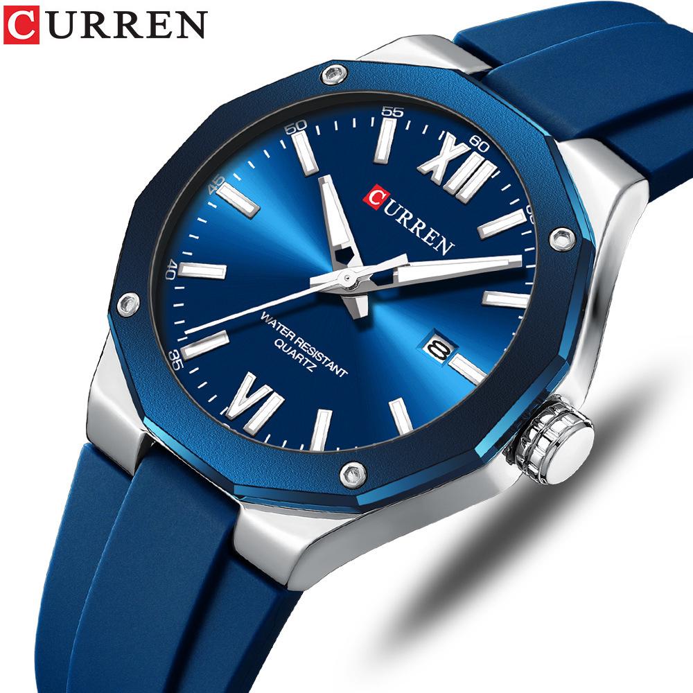 Curren 8465 Men's Casual Rubber Strap Calendar Watch