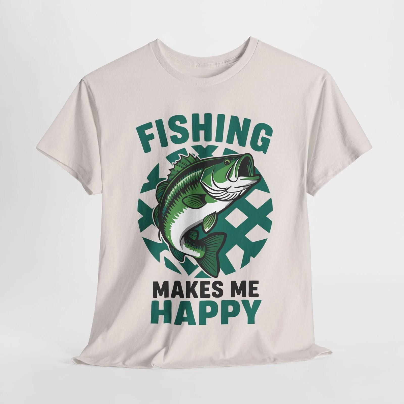 Fishing Makes Me Happy Tee - Unisex Cotton Children s T-shirt for Anglers and Outdoor Life 140