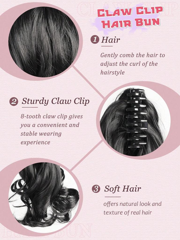 Syntetické 10palcové drápové sponky na prodloužení culíku, krátké volné vlnité culíky, syntetické příčesky pro ženy, každodenní použití (Černá)
