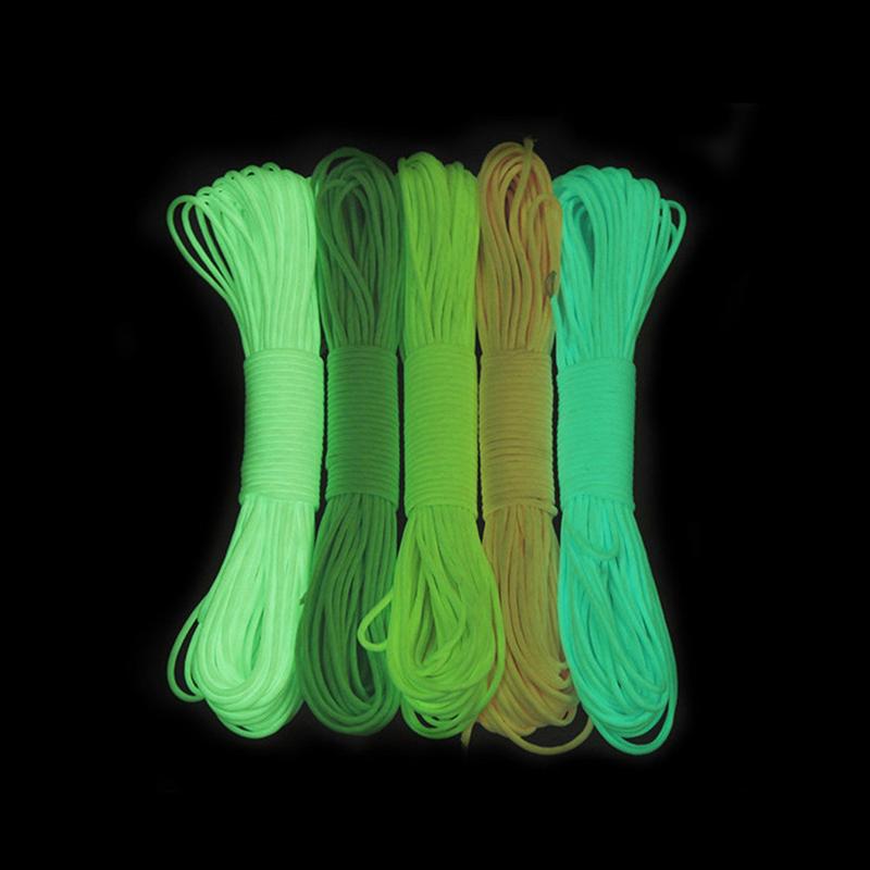 Glow In The Dark Paracord 9 Strand Nylon Camping Rope Fluorescent Survival Paracord Heavy Duty Tent Guy Rope 20m