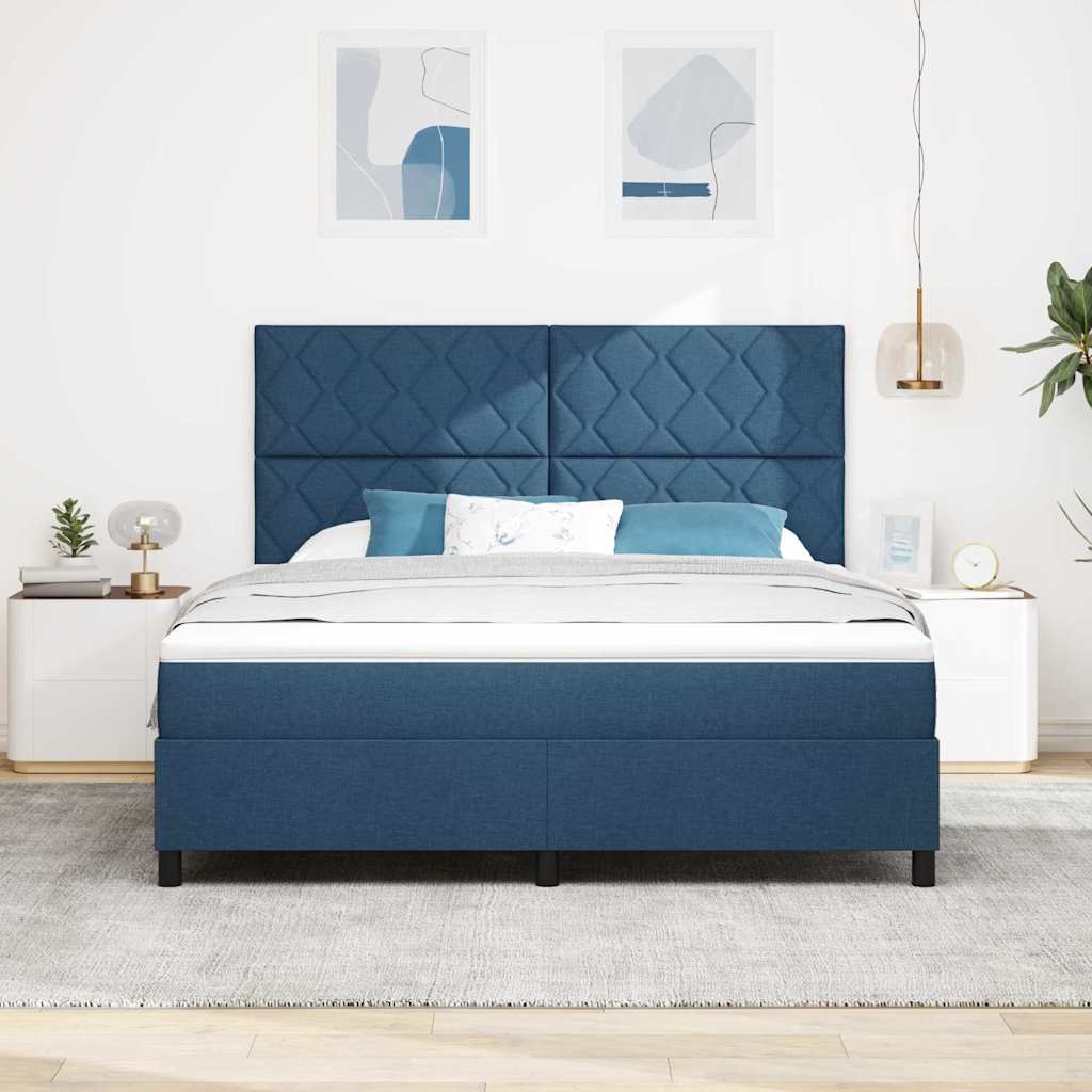 Box Spring Bed with Headboard Blue 180 x 200 cm Fabric