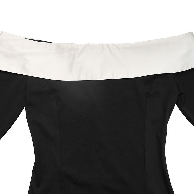 YYFS Mote for kvinner Vår Høst Langermet En Skulder Høy Midje Uformelle Kjoler