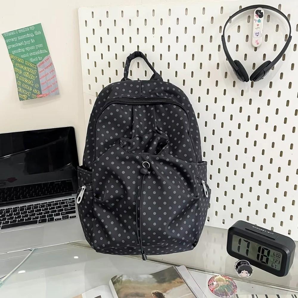 Versatile Polka Dot Women's Backpack Lightweight Nylon Backpack Bag School Bag For Students Travel Use