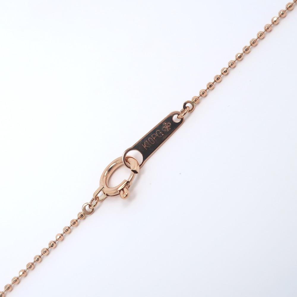 3P diamond Necklace K10 Pink Gold/diamond 2.2g Women Used