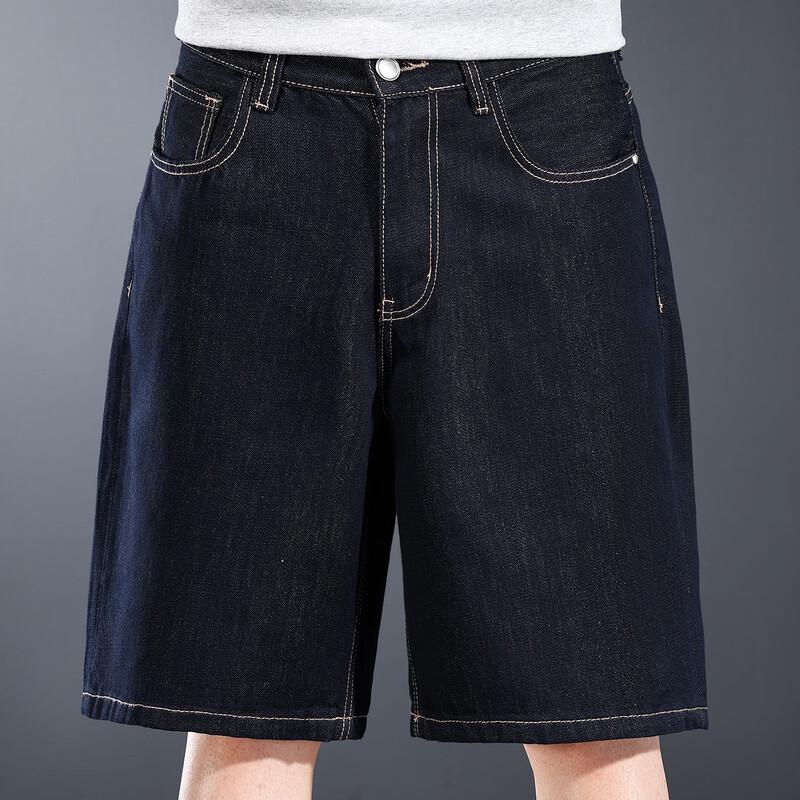 Jie Leinong Men s Classic Loose Denim Shorts 32 синий