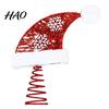 Festive Christmas Home Decor Santa Hat Tree Topper with Fluffy Pom Ball, 10 Inch Metal Spring Swing Wire Treetop Ornament Base for Tree, Holiday Party