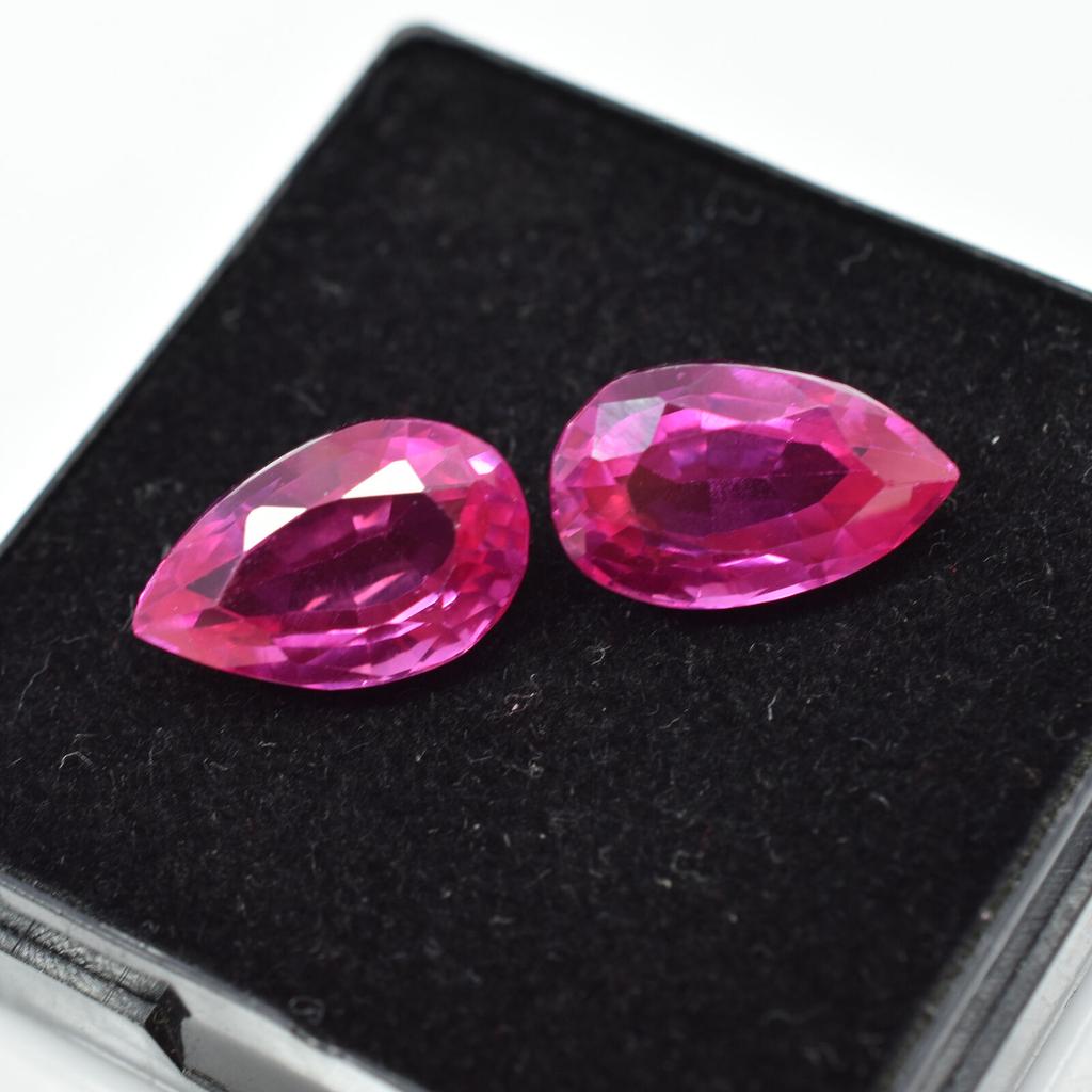 Natural Pink Sapphire Loose Gemstone 16.52 ct Flawless Ceylon Pear Cut Pair September Birthstone