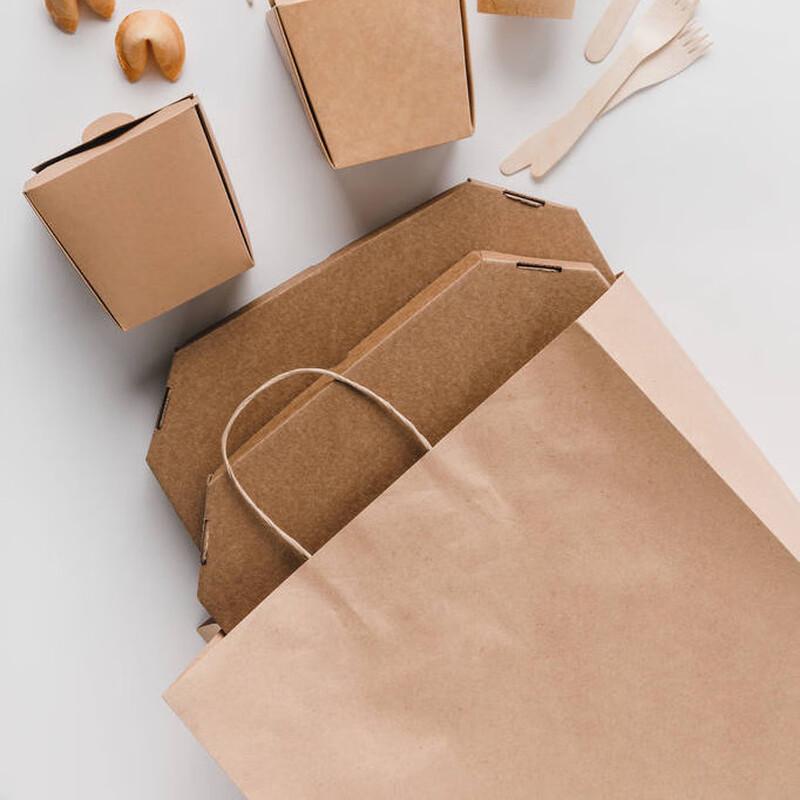 Kraft Paper Takeout Carrier Bags