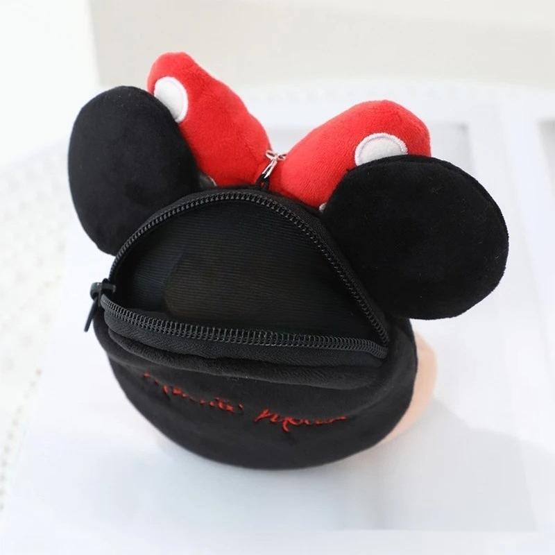Disney Cartoon Plush Mini Makeup Bag Mickey and Minnie Cartoon Headphones Bag Card Case Girl's Keychain Bag Pendant Wallet