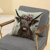 1Pc Long Haired Cow Linen Printed Pillowcase Suitable Soft Square Cushion Cover Without Pillow Core 45X45Cm Two Sides