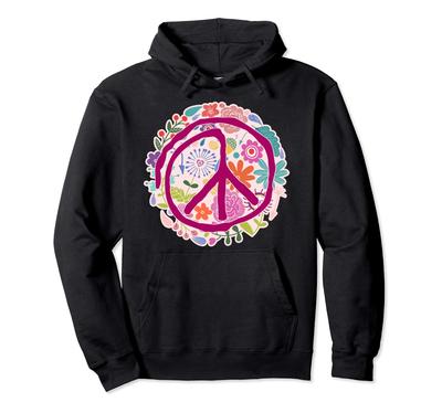 Flower Power PEACE Zeichen 2 Happy Fan Fun Hoodie -