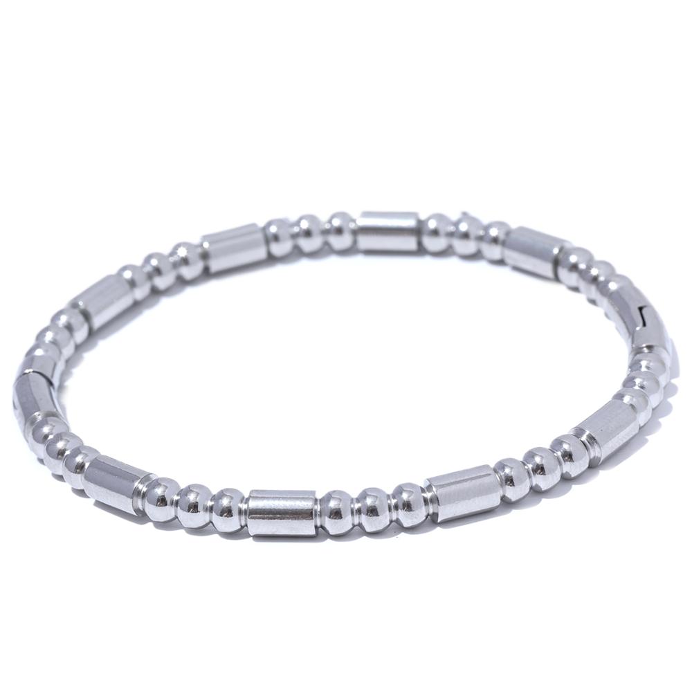 

Yhpup 57mm Waterproof Stainless Steel Cast Bead Bracelet Bangle Statement Metal Texture Wrist Jewelry Women s Accessories New