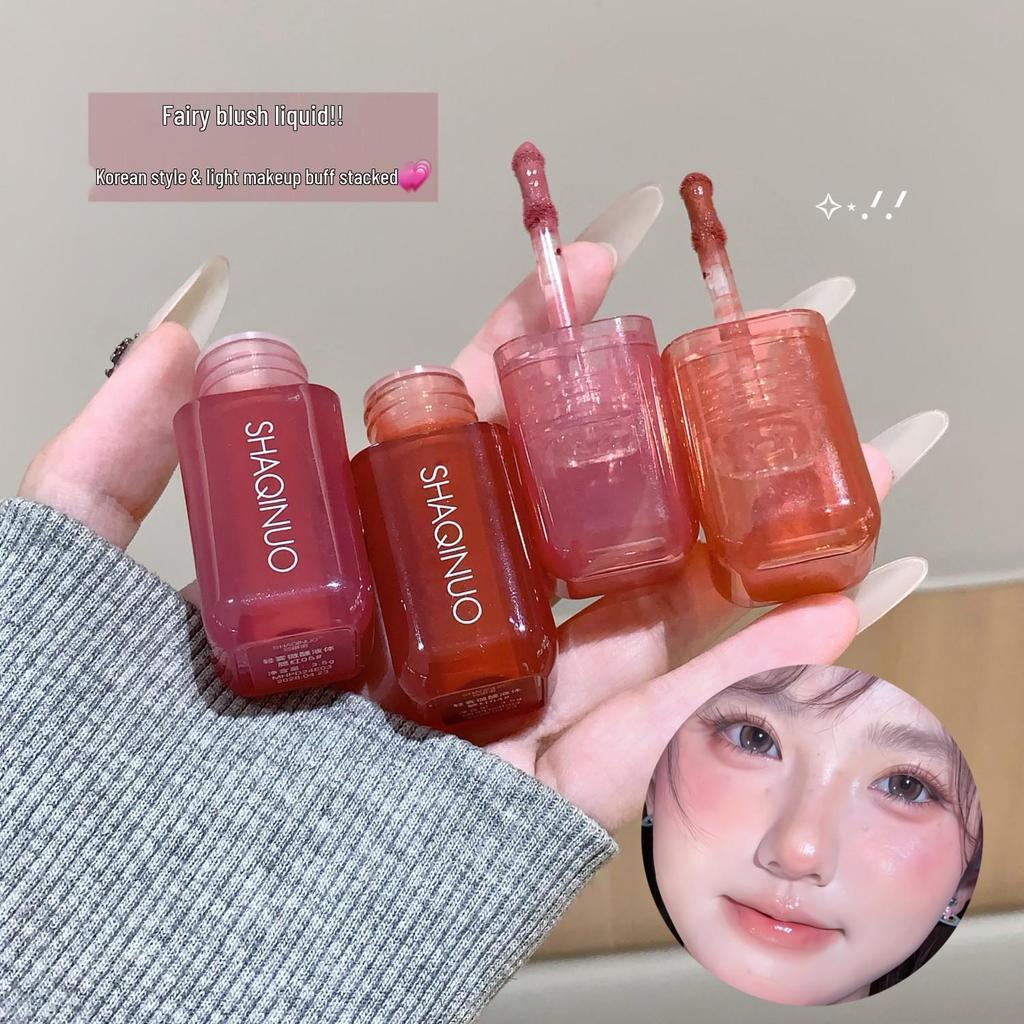 SHAQINUO Misty Tipsy Liquid Blush & Lip Glaze: Dual-Use, Long-Lasting, Hydrating for Youthful Vitality, Korean Style.