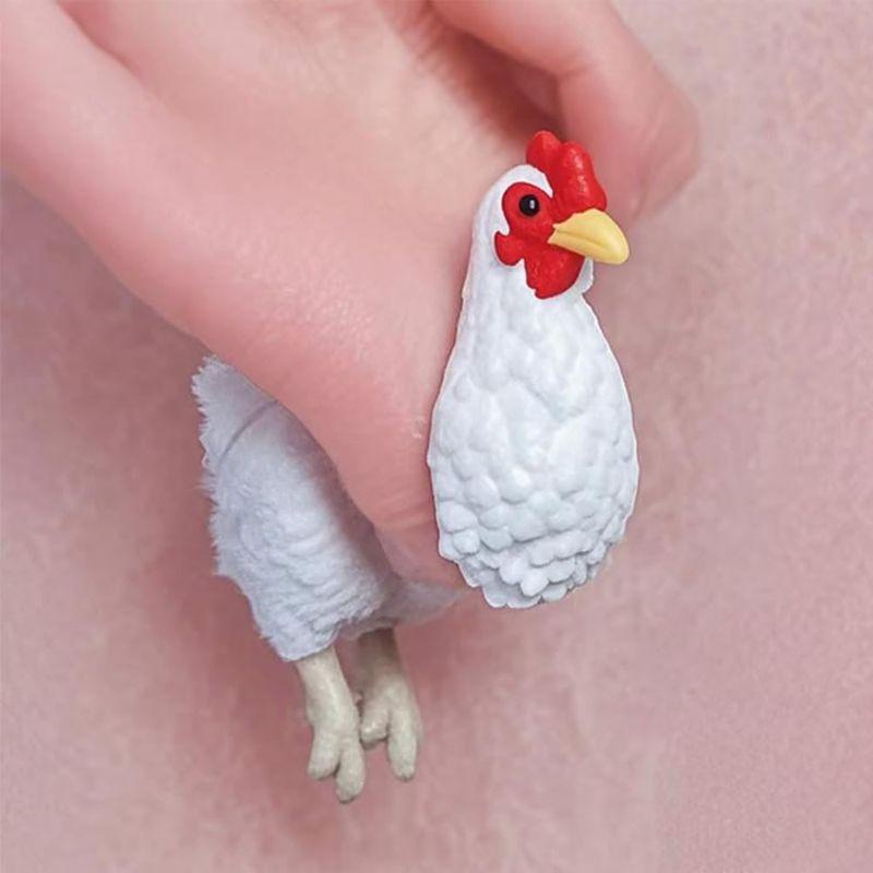 Orecchini Pollo Divertenti Fatti a Mano Gioielli Animali da Fattoria Orecchini Pollo Leggeri Dipinti a Mano Orecchini Eleganti Retrò Regali Divertenti