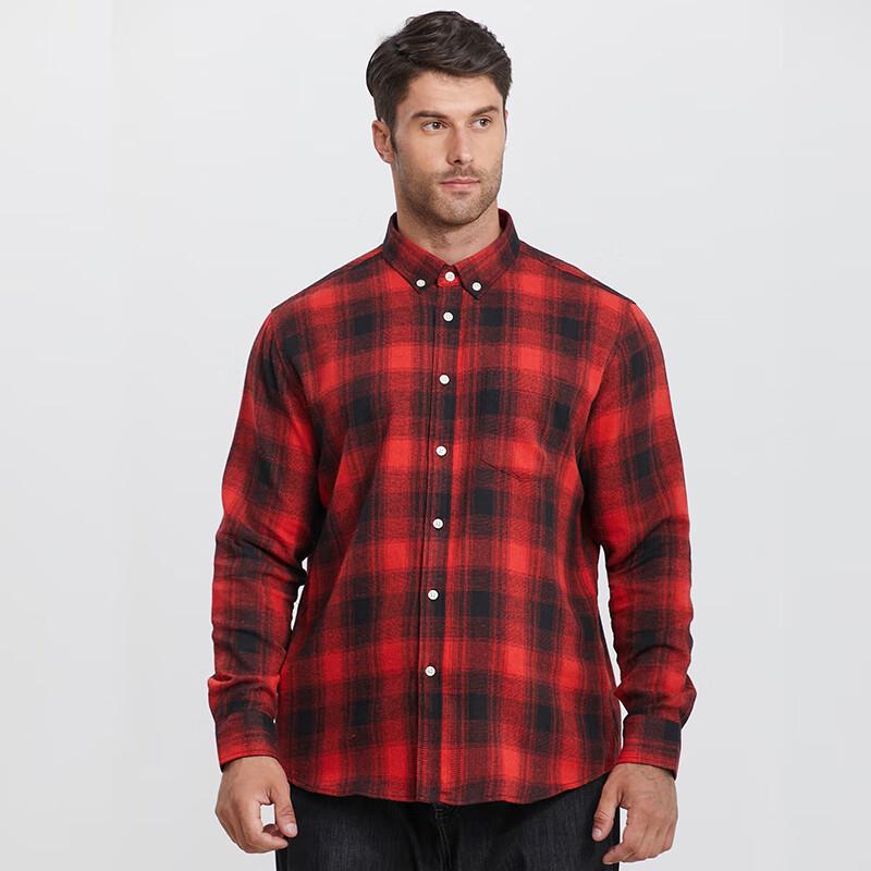 Men's Plus Size Brushed Long Sleeve Plaid Shirt