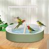 Bird Automatic Bath Shower with Wooden Perches Parrot Bathing Tub Container Cage Accessory for Cockatiel Lovebird Bird Supplies