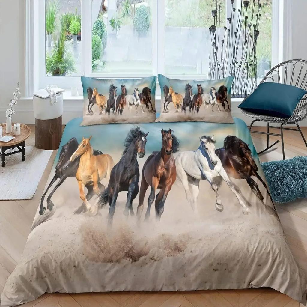 3D Printed Animal Horse Bedding Set Duvet Cover Bedroom Comforter Covers Single Twin King Size Quilt Cover Home Textile
