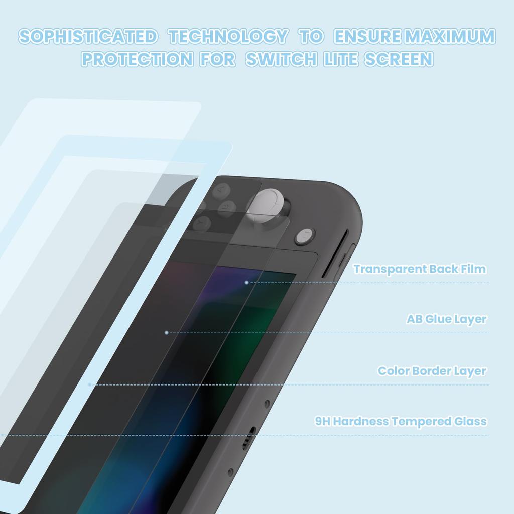 eXtremeRate Transparent HD Clear Screen Protector for Switch Tempered Glass Screen Protector for Switch Lite Lite, [Scratch-Resistant,
