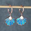 Korean Platinum White Opal Ocean Style Shell Earrings Simple and Versatile Retro Ocean Earrings Jewelry