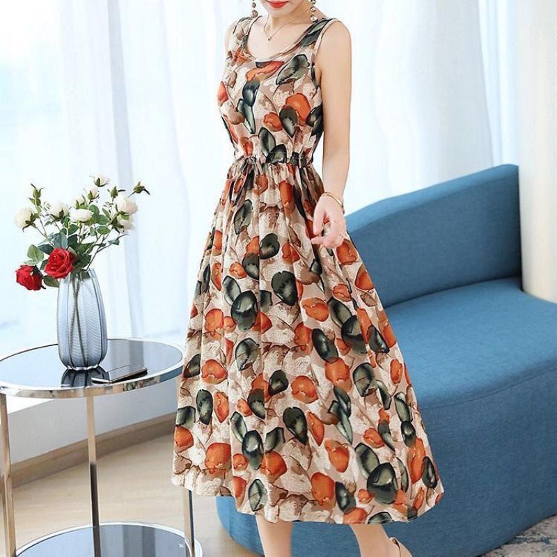 2023 Plus Size Korean Style Sleeveless Summer Dress - Slimming Fit, Large Flare, Loose Base Layer