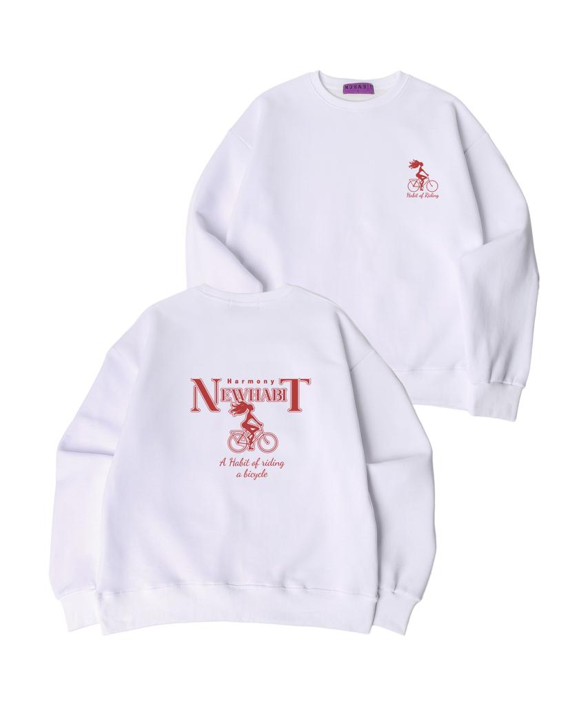 New Habit N/H Habit Of Riding Oversized Fleece-Lined Sweatshirt_White (Som4-4Nh1198)