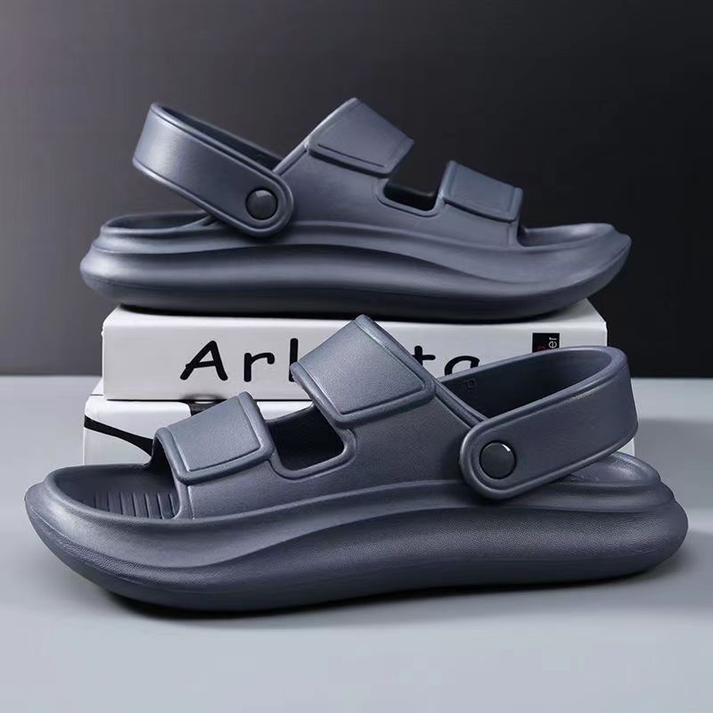 

High elastic summer new sandals thick-soled soft-soled casual driving cold slippers 44-45 сірий колір