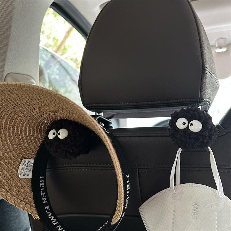Cute Little Coal Ball Car Seat Back Hook Portable Auto Back Seat Organizer Hanger Storage Holder Auto Interior Accessories
